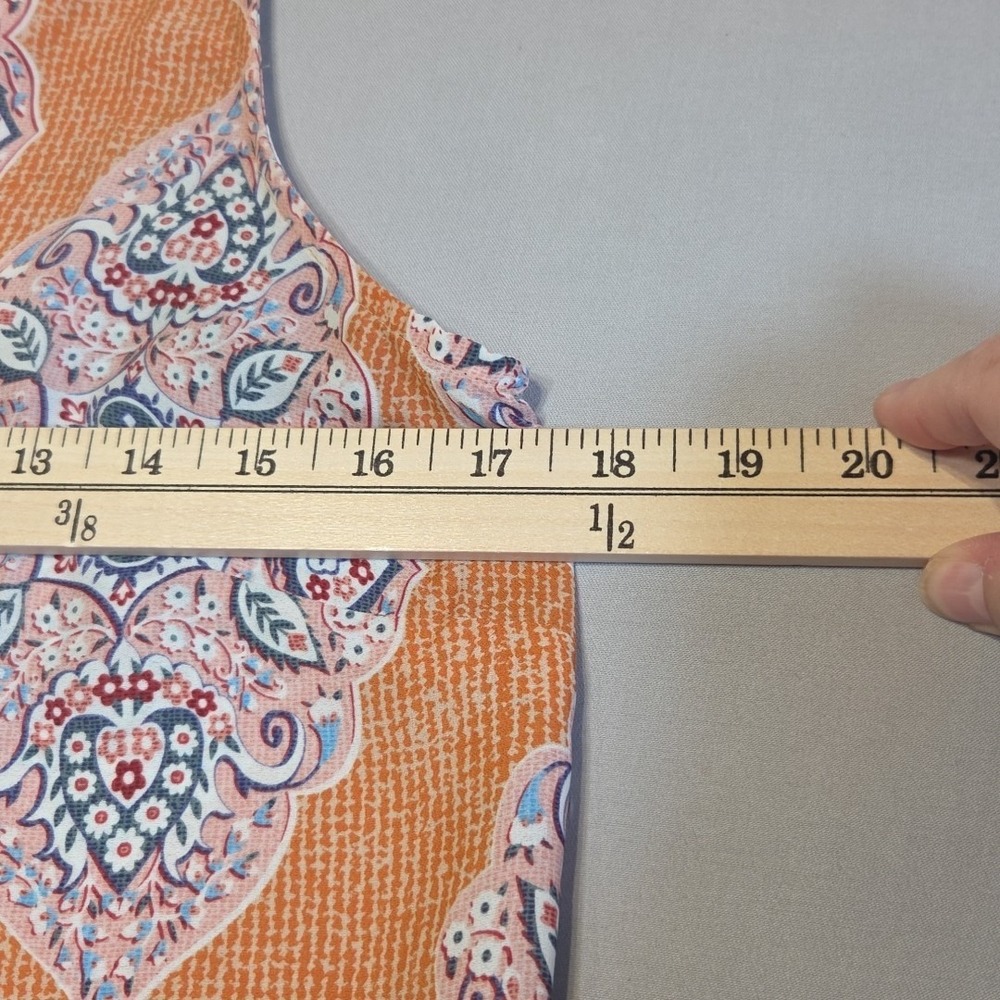 Rachel Zoe Womens Medium Sleeveless Boho Blouse Orange Medallion Print Tank Top - Picture 4 of 9